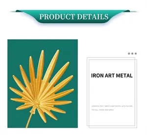 Detailed view of fan-shaped golden metal leaves with smooth iron texture and gold finish