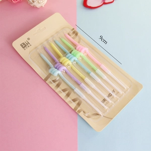 Set di 6 candele di compleanno a spirale colori macaron lunghe 9 cm con supporti