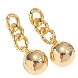 Orecchini pendenti lunghi placcati in oro 14K con catena spessa e grandi pendenti a sfera
