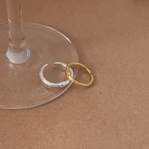 Minimalist 925 silver twisted rope open rings in gold and silver finish set