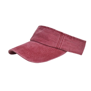 Burgundy washed cotton sun visor hat for sports with a vintage curved brim style