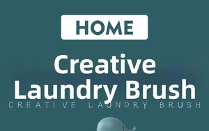 Detailed close-up of a creative whale-shaped laundry brush in a soft cyan green finish