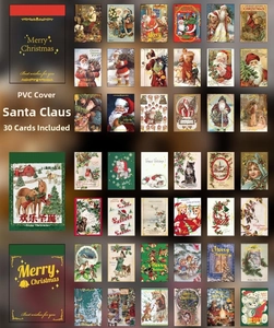 Macro detail of 30 vintage Christmas PVC stickers with gold foil and festive patterns