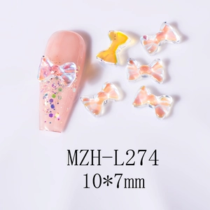 Iridescent aurora bow nail art charms 10x7mm for 3D fairy style manicure decoration