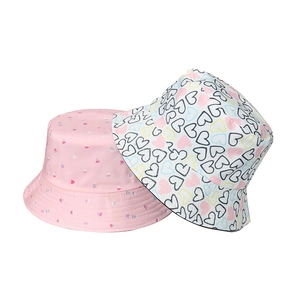 Polyester Heart Pattern Bucket Hat Sun Protection Summer Sunshade Travel Casual Trendy Fisherman Cap For Women