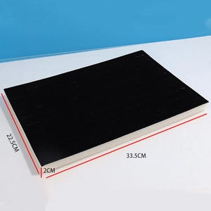 Detailed view of black velvet jewelry tray dimensions 33.5 x 22.5 x 2 cm with 100 slots
