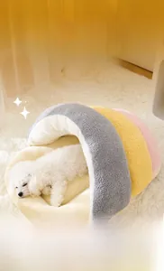 Detail of plush slippers shaped pet bed showing thick fleece texture and sponge filling