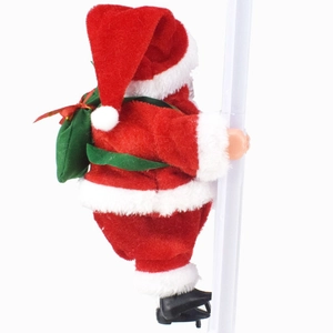 Electric climbing Santa Claus with green gift bag and ladder for Christmas decor