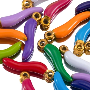 Colorful chili pepper charms in enameled stainless steel for DIY jewelry making