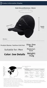 Size chart showing dimensions of the winter knit beanie with measurement guide