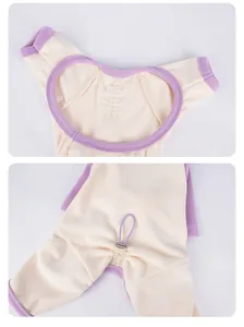 Close-up of contrast pet thermal bodysuit with adjustable drawstrings and quality edging