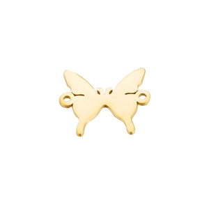 Polished golden butterfly metal connector with dual connection holes for DIY jewelry