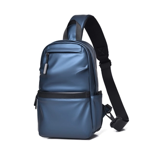 Wasserfeste blaue PU-Leder Crossbody Brusttasche für Herren mit mehreren Reißverschlussfächern