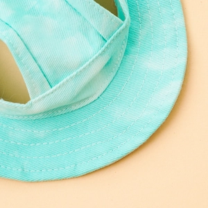 Mint green canvas sun hat for cats and dogs with adjustable strap for summer