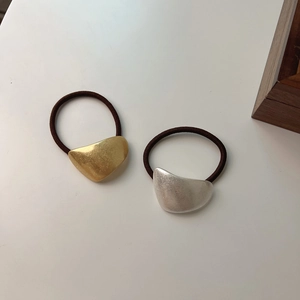 Minimalist Metal Geometric Hair Scrunchies For Women Matte Gold Silver Irregular Pebble Elastic Hair Tie Ponytail Holder