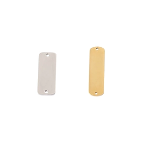 Gold and silver stainless steel rectangular bar charms with dual holes for jewelry making