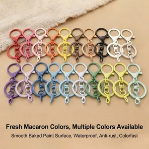 Colorful macaron-tone DIY keychain accessory set with lobster clasps and rings