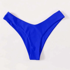 Solid bright blue bikini bottom with a high-cut V-shaped waist for beachwear