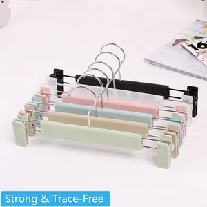 European style non-slip adjustable pant hangers in assorted pastel colors for home use