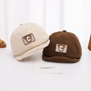 Baby Corduroy Baseball Cap Letter C Patch Warm Autumn Winter Toddler Casual Soft Outdoor Hat