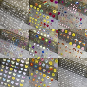 Nail Art Stickers Ultra Thin Tough Transparent PET Smiley Face Heart Bear Letter Cartoon DIY Manicure Decals