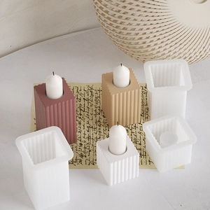 Striped square silicone molds for scented candles and handmade plaster crafts set