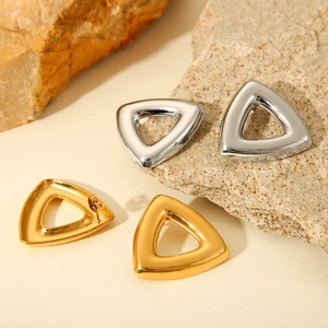 Hollow Triangle Stud Earrings Stainless Steel 18K Gold Plated Geometric Minimalist Personalized Jewelry For Women