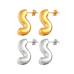 Boucles d'oreilles minimalistes en forme de S en acier inoxydable doré et argenté
