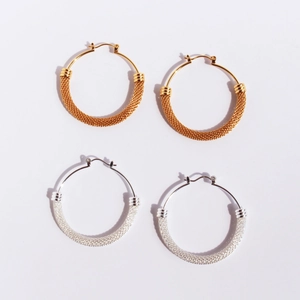 Mesh Woven Large Hoop Earrings Brass Gold Silver Plated Mesh Texture Statement Round Circle Earrings For Women Party Jewelry