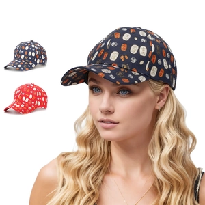 Casquette De Baseball En Coton Imprimé Caractères Chinois Symboles Chanceux Imprimé Partout Réglable Streetwear Rétro Hommes Femmes