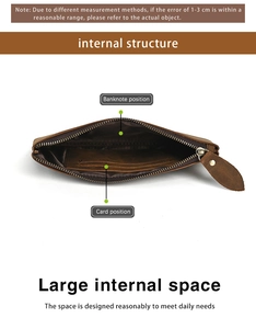 Internal structure of brown leather wallet with card slots and banknote compartments
