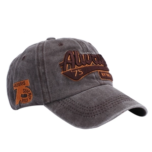 Detail of vintage grey washed baseball cap featuring Always 75 New York 3D embroidery