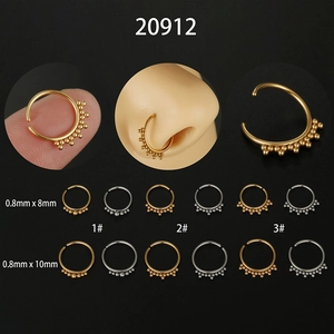 316L stainless steel ball nose rings available in silver and gold in various sizes