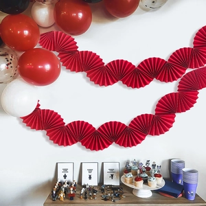 Folding Paper Fan Banner Garland Hanging Pleated Accordion Decoration For Wedding Birthday Valentine Day Party Backdrop