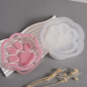 Stampo in silicone a zampa di gatto per vassoi in resina DIY e portacenere in rosa
