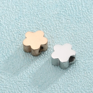 Floral titanium steel jewelry beads in rose gold and silver for DIY necklace making