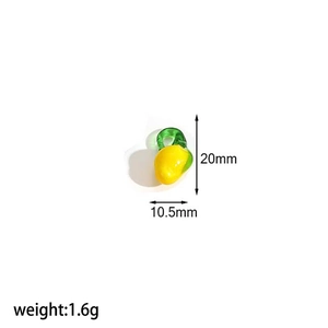 Detailed dimension view of yellow lemon pendant showing 20mm height and 1.6g weight