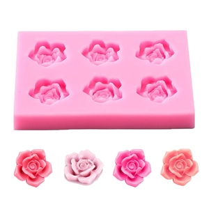 Moule en silicone rose à 6 cavités de rose pour décoration de gâteau fondant et chocolat