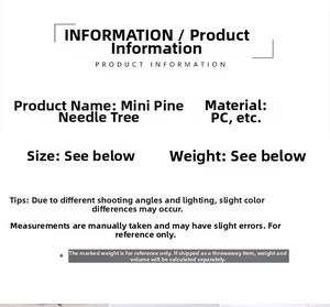 Detailed material specifications for mini pine needle tree made of durable PC plastic