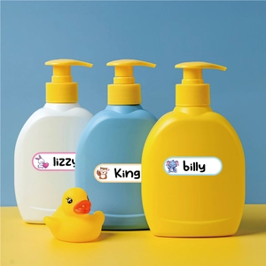 Autocollants de nom imperméables pour bouteilles avec icônes d'animaux mignons