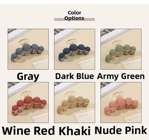 Matte finish large shark hair clips in six colors including gray, navy, and wine red