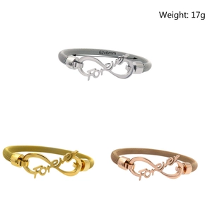 Bracciali a maglia tricolore con incisione Forever in argento, oro e oro rosa