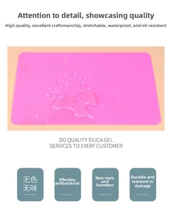 Waterproof food grade pink silicone mat detail showing water resistance and durability