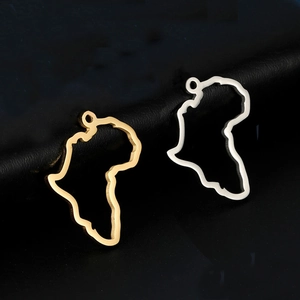 Africa Map Pendants Stainless Steel Ankh Symbol DIY Jewelry Making Accessories Ethnic Charm Gold Silver Color