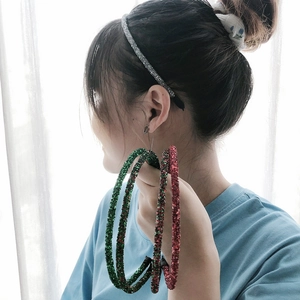 Glitter hairbands set for women in sparkling silver, red, and green festive colors