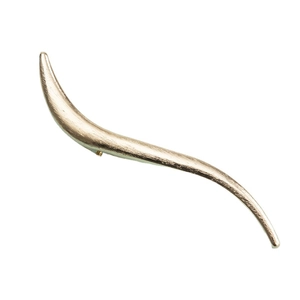 Elegant gold S-shaped hair clip with brushed metal texture on a white background