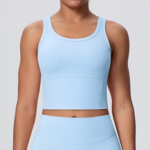 Damen Sport-BH Set in Hellblau mit U-Ausschnitt und High-Waist-Leggings für Fitness