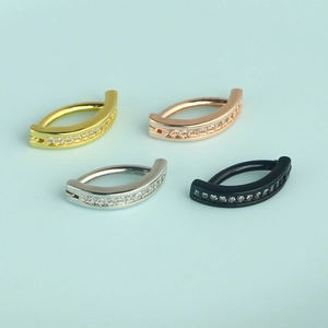 Minimalist stainless steel navel rings set with zircon inlay in four classic metallic colors