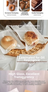 Macro detail of greaseproof white kraft paper bread bag with transparent window