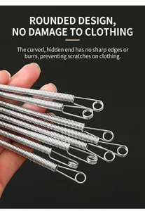Detail of stainless steel threading tool with smooth round head for snag-free fabric use